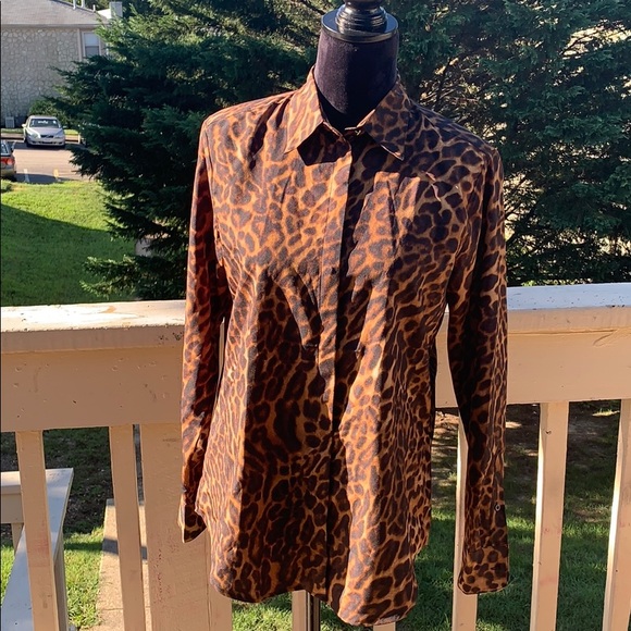 Lauren Ralph Lauren Leopard-Print Crepe Shirt - Picture 3 of 10